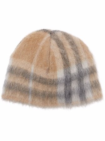 Shop Burberry check pattern beanie with Express Delivery - FARFETCH