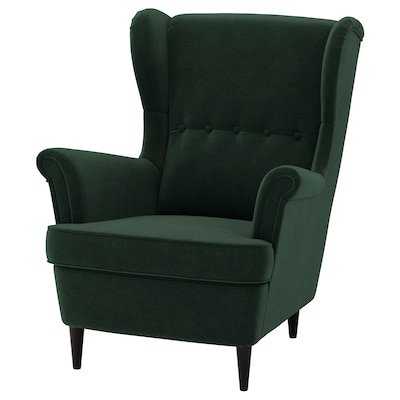 STRANDMON Wing chair, Djuparp dark green - IKEA