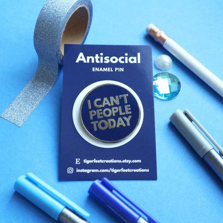 Antisocial pin / Introvert pin / Cant people today / Enamel | Etsy