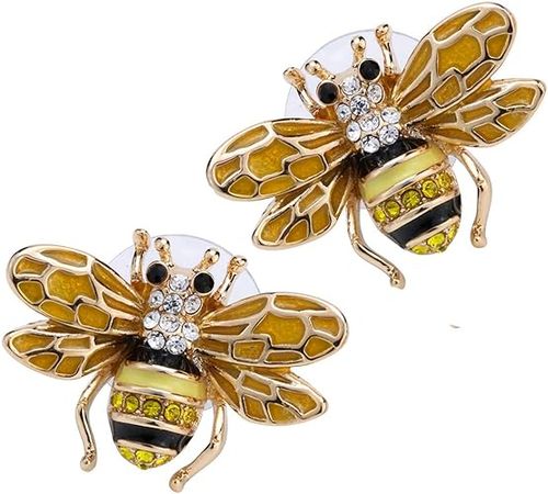 Amazon.com: YACQ Honey Bee Stud Earrings Crystal Costume Jewelry for Women Teen Girls: Clothing, Shoes & Jewelry