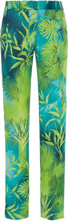 Versace Jungle Print Straight-Leg Crepe Pants Size: 36