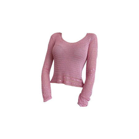 pink sheer knitted long sleeve top