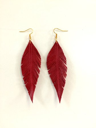 red feather earrings