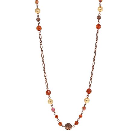 1928 Jewelry Copper Tone Multi Color Bead Necklace