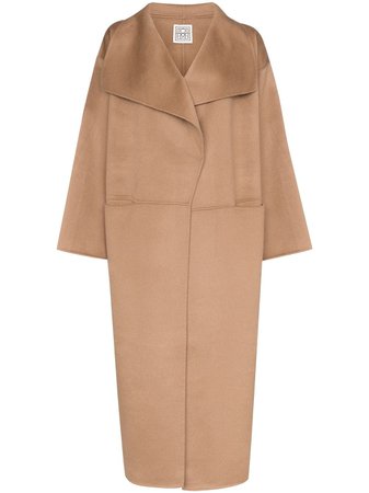 Brown Toteme Soft-Knit Overcoat | Farfetch.com