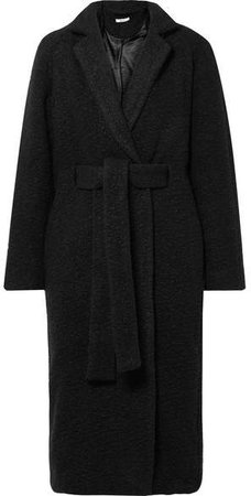 Fenn Oversized Belted Wool-blend Bouclé Coat - Black