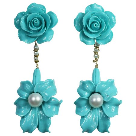 Begonia Flower Collection in Silver and Colored Stones Earrings For Sale at 1stDibs