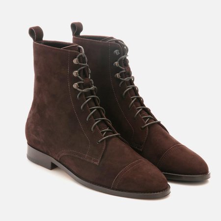 DERBY ANKLE LACED BOOTS DARK BROWN SUEDE UPPER – CBMadeInItaly