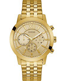 GUESS Men's Gold-Tone Stainless Steel Bracelet Watch 47mm & Reviews - Watches - Jewelry & Watches - Macy's
