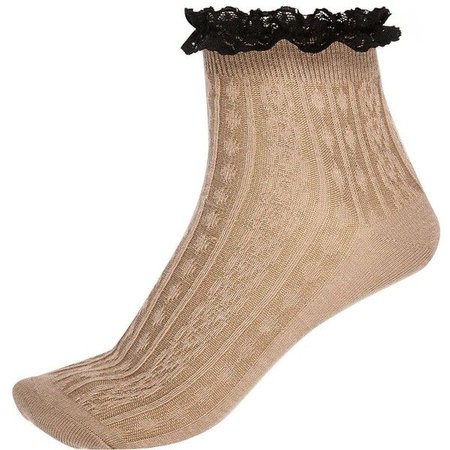 brown frilly socks