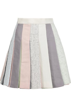 Thom Browne Pleated Linen Mini Skirt | ModeSens