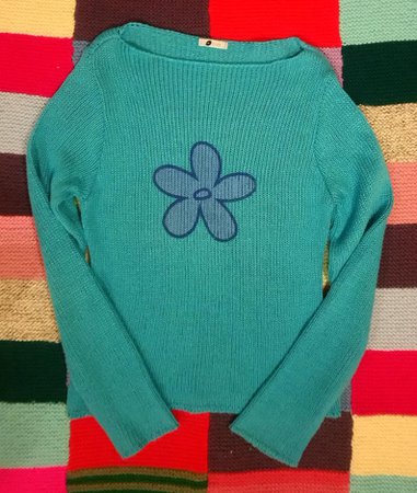 Most 90s Top Ever Cute turquoise daisy age | Etsy
