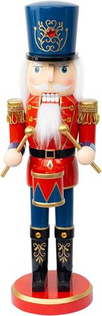 Amazon.com: FUNPENY 14" Christmas Decorative Nutcracker Figures, Wooden Red Drummer, Festive Collectible Nutcracker Gift for Indoor Winter Table Desktop Fireplace Decorations : Home & Kitchen