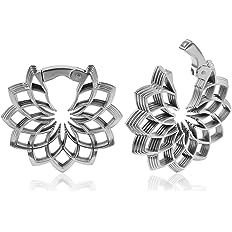 Amazon.com: DOEARKO 2PCS Flores Ear Hangers Weights for Stretched Ears Gauges Plugs Body Piercing Tunnels 316 Stainless Steel Hypoallergenic Body Jewelry (For Lobe in 2G (6mm) or Larger, Silver) : Clothing, Shoes & Jewelry
