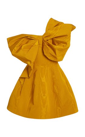 Bow-Embellished Moiré Mini Dress
