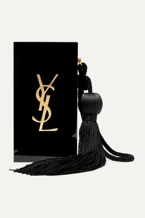 Black Tasseled embellished Plexiglas clutch | SAINT LAURENT | NET-A-PORTER