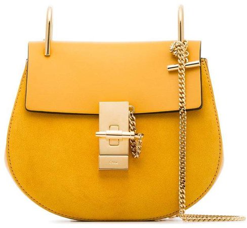 yellow drew suede leather shoulder bag