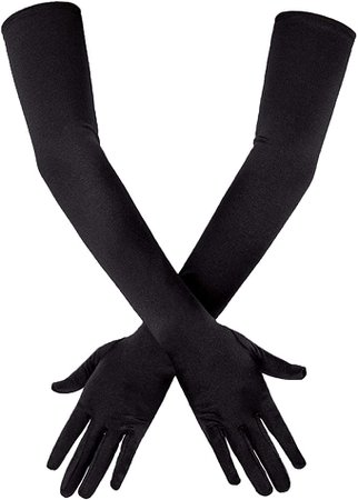 Amazon.com: SAVITA Long Black Elbow Satin Gloves 21 inch Stretchy 1920s Opera Gloves Evening Party Dance Gloves for Women : Clothing, Shoes & Jewelry