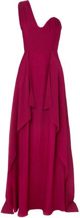 Kimberworth One-shoulder Silk-crepe Gown - Red