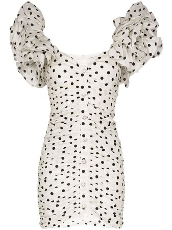 Alessandra Rich Polka Dot Puff-Sleeve Mini Dress Ss20 | Farfetch.com