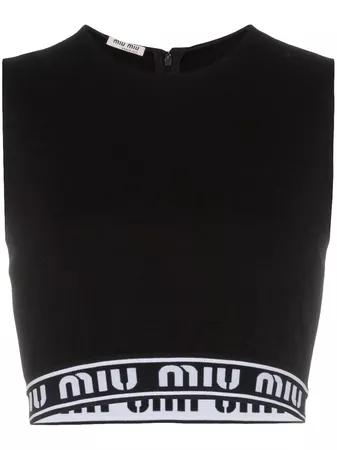 Miu Miu sleeveless logo band crop top £375 - Shop Online - Fast Global Shipping, Price