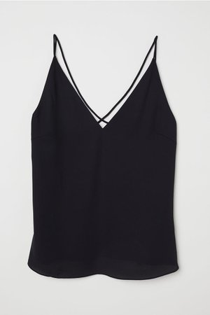 V-neck Top - Black - Ladies | H&M CA