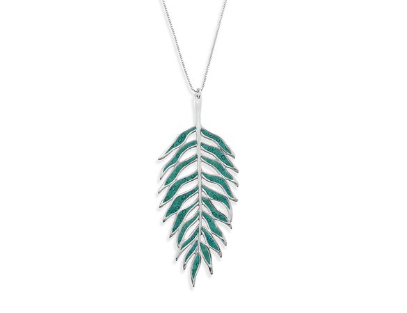 Silver Long Palm Leaf Necklace – ADINA PLASTELINA