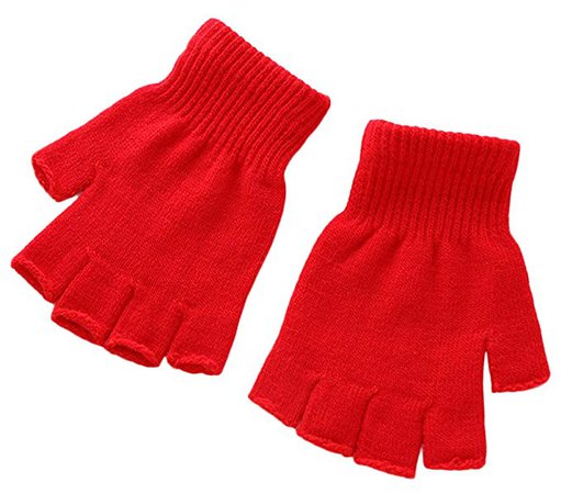 Amazon.com: X&F Boys' and Girls' Solid Knitted Half Finger Mittens Typing Gloves, Small, Red: Clothing