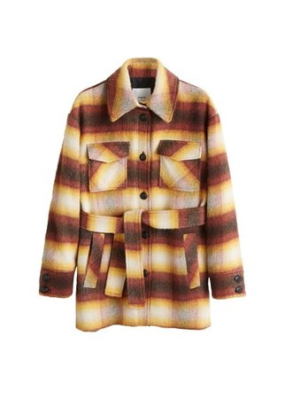 MANGO Checkered wool-blend coat