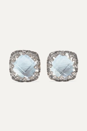 Blue Jane small rhodium-dipped quartz earrings | Larkspur & Hawk | NET-A-PORTER