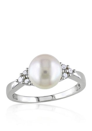 Belk & Co. Sterling Silver White Cultured Freshwater Pearl and Diamond Ring