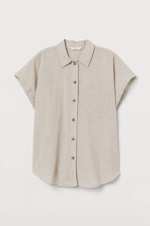 Linen-blend Shirt - Beige