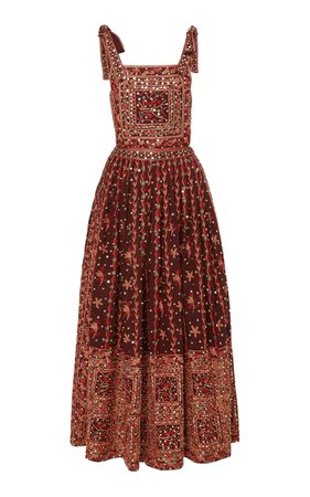Ulla Johnson Nasya Embroidered Linen-Cotton Blend Maxi Dress Size: 2