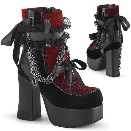 Demonia Demonia Ankle boots CHARADE110 Black/Red | Attitude Europe