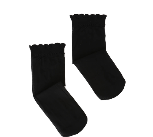 frill sheer black ankle socks