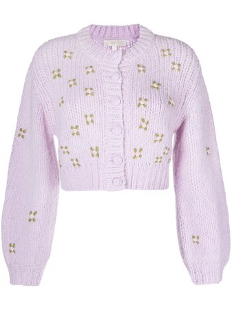 Shop LoveShackFancy embroidered knitted cardigan with Express Delivery - FARFETCH