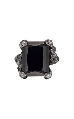 Anabela Chan 18k White Gold Vermeil And Black Rhodium Vermeil Black Diamond Cinderella Ring