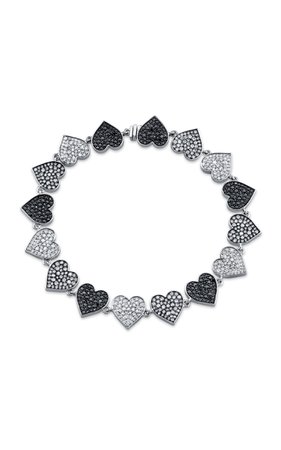 Black And White Heart Link Bracelet by Sydney Evan | Moda Operandi