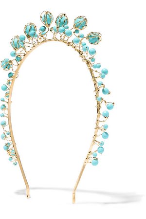 Rosantica | Bouquet gold-tone turquoise headband | NET-A-PORTER.COM