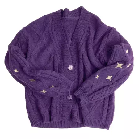 Star Embroidery Purple Cardigan | Aesthetic Outfits - Boogzel – Boogzel Clothing