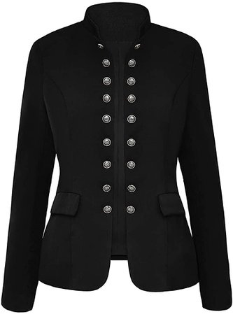 luvamia Women's Open Front Long Sleeves Work Blazer Casual Buttons Jacket Suit Black Size Medium (Fits US 8-US 10) at Amazon Women’s Clothing store