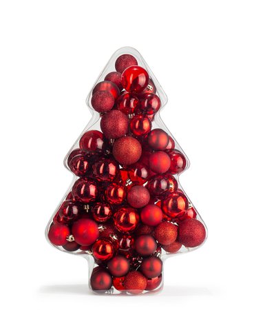 Holiday Lane Christmas Cheer Set of 100 Red Glitter Shatterproof Box Ornaments, Created for Macy's