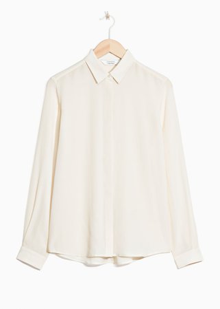 Straight Fit Silk Shirt - Off white - Shirts - & Other Stories