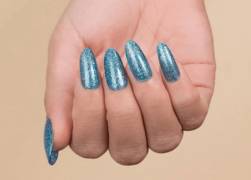 Blue glitter nails