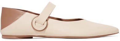 Castillo - Amabel Two-tone Leather Collapsible-heel Point-toe Flats - Ivory