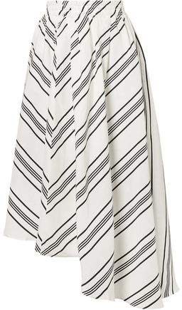 Asymmetric Striped Linen And Silk-blend Skirt