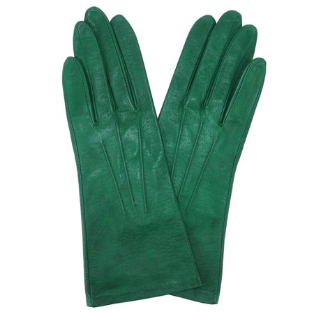 green leather gloves