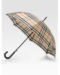 Lyst - Burberry Regent Check Umbrella in Natural