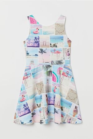 Jersey Dress - White/flamingoes - Kids | H&M US
