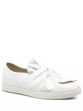 2018 Bow Round Toe Faux Leather Flat Shoes In WHITE 40 | ZAFUL